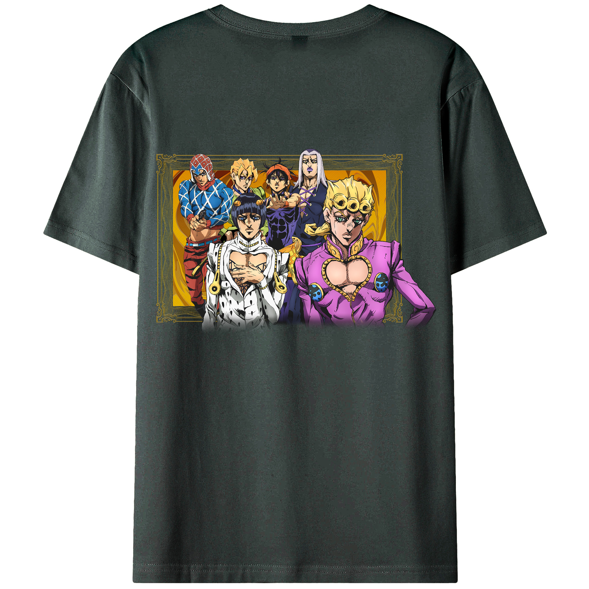 （画像用） ジョジョの奇妙な冒険 ジョルノ?ジョバァーナ JoJo's Bizarre Adventure Giorno Giovanna 綿100％ メンズ半袖Tシャツ（バックプリント） 通気性